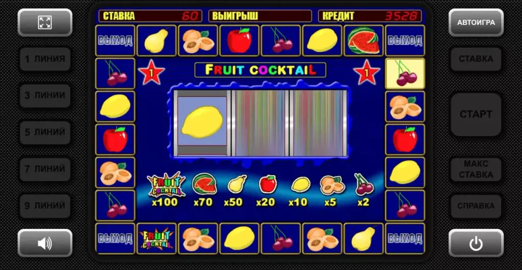 Бонусная игра Fruit Cocktail